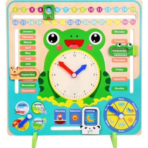 ChildrenS Wooden Calendar Board Clock Toy Preschool Education Learning Cognitive Weather Season Time Educational Toy Gift
