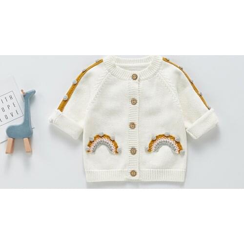 Ma&Baby 6m-3Y Toddler Infant Baby Boys Girls Rainbow Coat Cute Knitted Cardigan Autumn Spring Baby Clothing Sweaters DD40