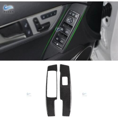 For Mercedes Benz C Class W204 2007 2008 2009 2010 2011-2013 Carbon Fiber Car Door Handle Panel Window Switch Button Cover Trim