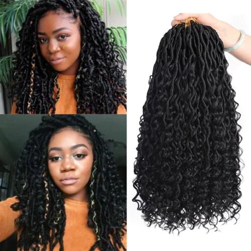 14 18inch Messy Goddess Locs Braid Wavy River Faux Locs Curly Braiding Bohemian Synthetic Crochet Braids Hair Extensions