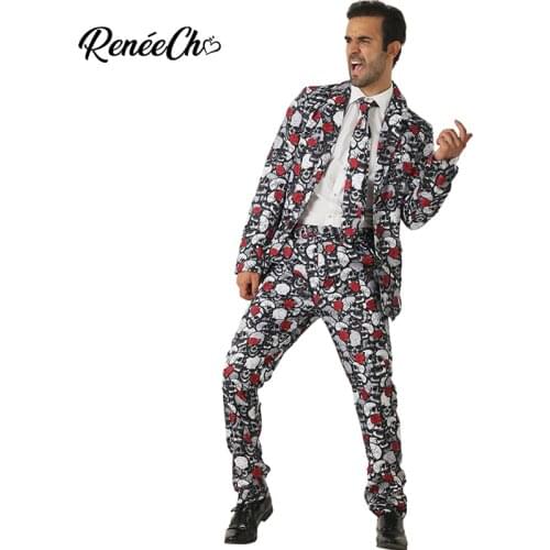 Halloween Costume For Adult Men`s Skulleton Costume Suit Rose Skeleton Costume For Carnival Party carnaval volwassen kostuums