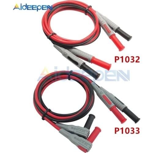 P1032 P1033 Multimeter Test Cable Injection Molded 4mm Banana Plug Test Line Straight to Curved Test Cable Line Length 1M