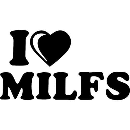 Hot Sale Interesting I Love Milfs Car Sticker Accessories Decal Waterproof Car Window PVC 18cm X 10cm