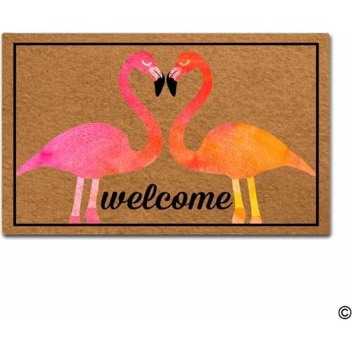Non-slip DoormatEntrance Floor Mat Flamingo Birds Love Heart Welcome Creative Designed Door Mat Indoor Outdoor Decorative Doorma