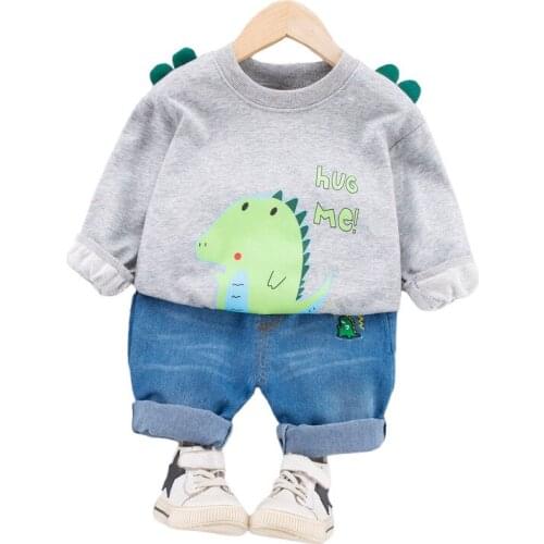 New Baby Clothes Spring Autumn Fashion Children Boys Girls Cartoon T-Shirt Jeans 2Pcs/set Toddler Casual Costume Kids Tracksuits
