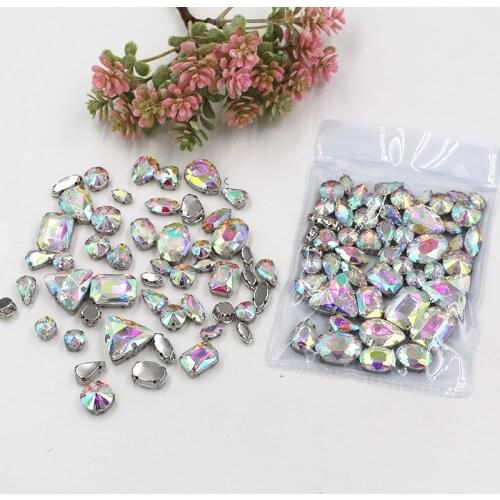 NEW Clothing accessories mixed shape crystal AB sew on claw glass rhinestones for wedding decoration/dress