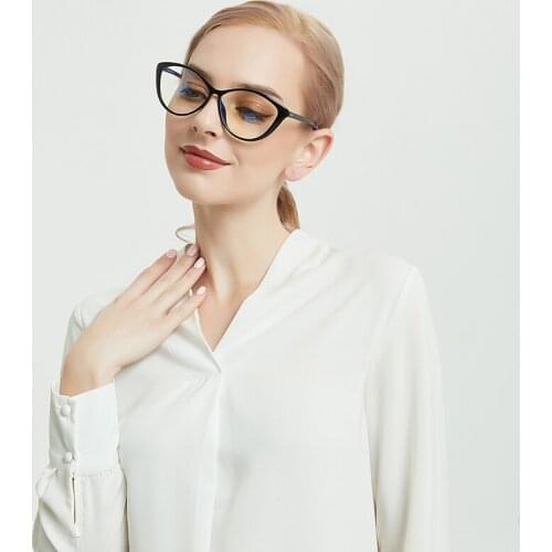 Blue light blocking glasses women tr90 cat eyes eyeglasses gofa miopia gaming computer glasses photochromic lens two size frames