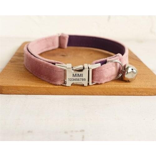 Small Dogs Thick Velvet Kitten Collar with Metal Buckle Personalized Cat Collar with Bell Designer Luxury Pet Collar for Cats