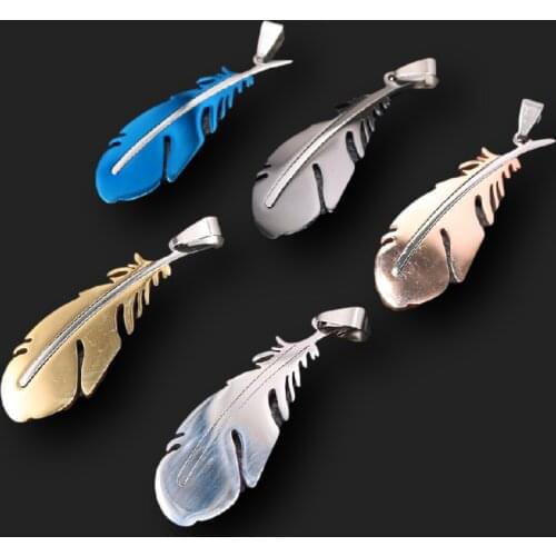 2pcs Stainless Steel Feather Pendants Retro Necklace Bracelet Metal Accessories DIY Charms For Jewelry Crafts Making 49*18mm