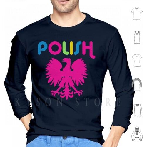 Retro 80s Style Polish Eagle Hoodies Long Sleeve Polish Retro Poland Polska Polski 80s