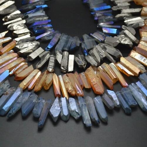 Mix color Electroplating Graduated Size Natural Rock Crystal Point Stone Loose Beads 4 strands per lot Fashion Jewelry