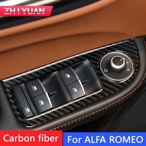 Car Styling Window regulator panel carbon fiber 3D car Stickers For Alfa Romeo Stelvio Giulia 2017-2019 Accessories