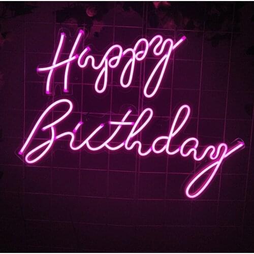 Happy Birthday Led Neon Light Signs Custom Flexible Lighting For Sign Room Decoration Accessories Aesthetic Decor Bar Pub Party