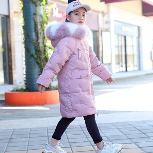 -30 degrees Winter warm 80% white duck down jacket girl clothes Thicken Parka Hooded Children Outerwear Coats snowsuit clothing