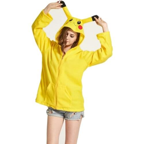 Yellow Anime Women Men Hoodie Animal Cartoon Jacket Cartoon Cosplay Tracksuits Zipper Gardigan Sweatshirts