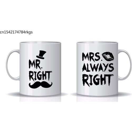 Mr. Right & Mrs. Always Right Funny Mugs White 11 Oz Coffee Mug Couples Mug