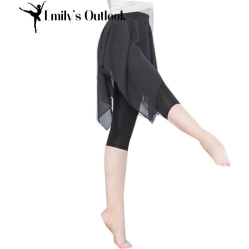 Two Layers Skirt Pant Women Ballet Dance Practice Wear Body Shape Trouser Slim Legging Capri Summer Dancewear 3XL Big Size