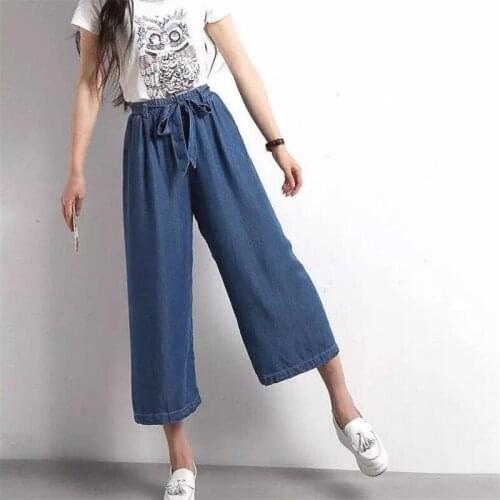 Women 2019 New Summer Denim Jeans Pants Casual Loose Wide Leg Pants Fashion Harajuku Straight Girls Trousers Plus Size 5XL/7XL