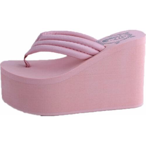 2021 Hot Women Wedge Antiskid Beach Sandals Platform High Heel Flip Flops Slippers Shoes