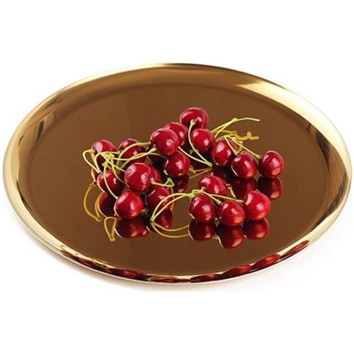 Gold Storage Tray Round Dish Fruit Tea Tray Decoration