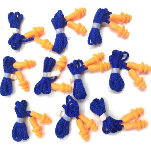 10Pcs Soft Silicone Corded Ear Protector Plug Reusable Hearing Protection Noise Reduction Safe Work Comfortable Earplugs Earmuff