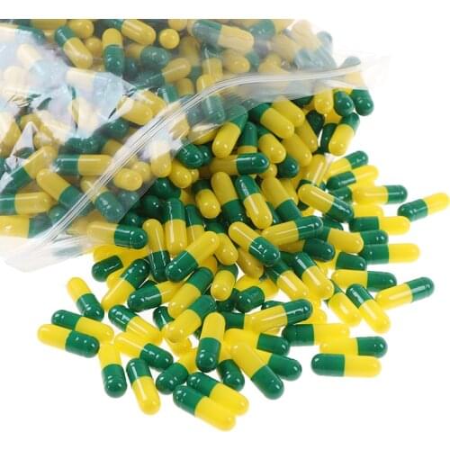 1000Pcs Empty Hard Capsules Size 1# Hollow Gelatin Capsules Empty Pill Capsule Personal Health Care Pill Case Splitters 3 Colors