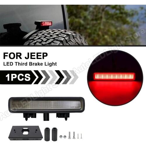 1X LED Third Strobe Brake Light Rear High Mount Stop Light For Jeep Wrangler JL 2018 2019 2020 3rd Brake Lamp Roof Warning Light