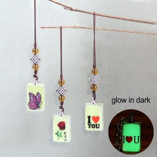 2PCS Butterfly Luminous glow in dark Pendant Key chain name on rice vials Wish Secret Keep bottle Cellphone Strap Jewelry Gift