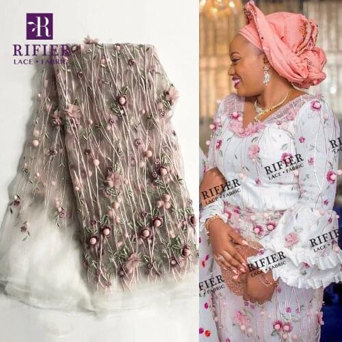 2018 Latest 3D Flower Lace Fabric with 3D Ball Design African High Quality India Guipure Embroidery Laces For Women Party Dress