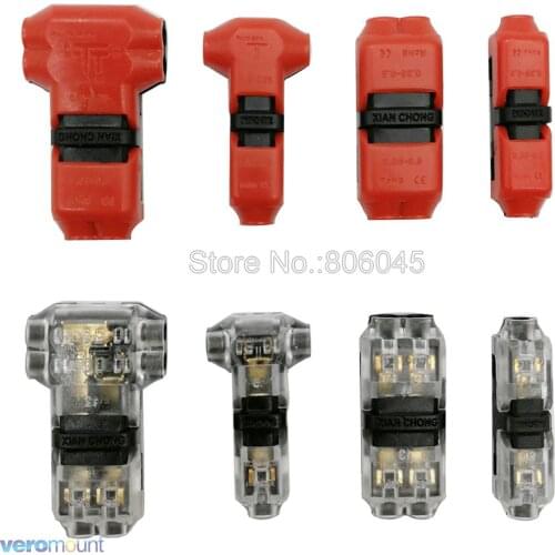 5pcs I Shape T Type 1pin/2pin Quick Splice Scotch Lock Wire Connector for Terminals Crimp 22-18AWG Wiring LED Strip