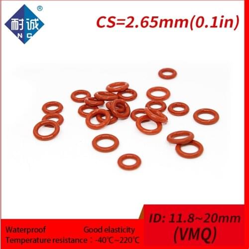 5PCS/lot Silicone rubber oring red VMQ CS 2.65mm ID11.8/12.5/13.2/14/15/17/18/19/20mm O Ring Gasket Silicone O-ring waterproof
