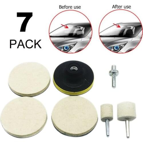 7PC Drill Grinding Wheel Buffing Wheel Felt Wool Polishing Pad Abrasive Disc For Car SUV Windshield Front/Rear Window