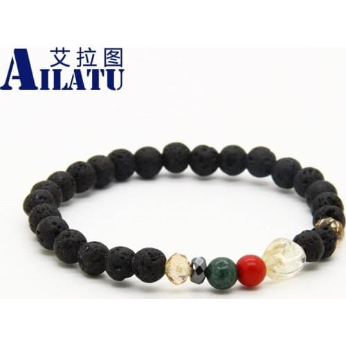 Ailatu Fashion Trendy 6mm Colorful Stone Beads Lucky Bracelets Exquisite Sea Imperial Sediment Jewelry