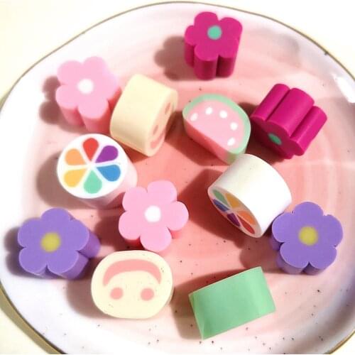10pcs 15*10mm Fruit/Round Smiley/Flower Shape Polymer Clay Beads Loose Candy Charms For DIY Necklace Hair Jewelry Making