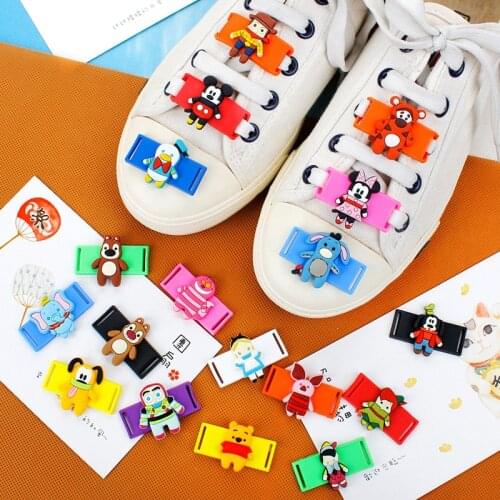 Disney Cartoon Shoelaces Buckle Shoelace Winder Silicone Buckle Shoelaces Accessories DIY Sneaker Kits Shoe Decorations