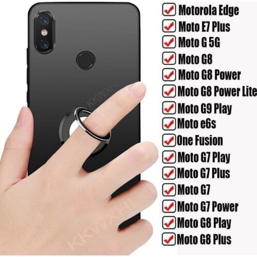 For Motorola Moto E5 Play G6 Plus E6 E7 Vision G10 G20 G30 Edge S Zoom Action Macro Back Ring Holder Bracket Case Soft Cover