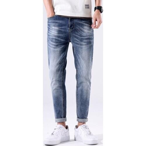 Jeans for Men Skinny Fit Stretch Light Blue Dark Blue Pencil Pants Denim Casual Trousers for Man Slim Fit Pantalon Homme