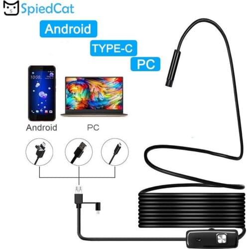 3in1 Android PC Typec-C/USB Endoscope Camera 5.5/7/8mm mini lens Lighting Waterproof Endoscope Inspection Pipe Tube Inspection