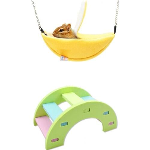 Hamster Cotton Nest Banana Shape House Hammock Rainbow Bridge Toys For Hamster Small Animal Pet Supplies