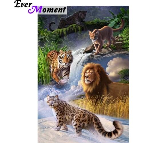 Ever Moment Painting Rhinestones Big Cats DIY 5D Diamond Painting Cross Stitch Embroidery Diamond Full Mosaic DP for Wall ASF813
