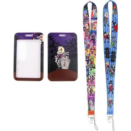 MD297 DMLSKY Cartoon Horror Card Holder ID Holder Man Woman Bus Card Holder Staff Card With Lanyard