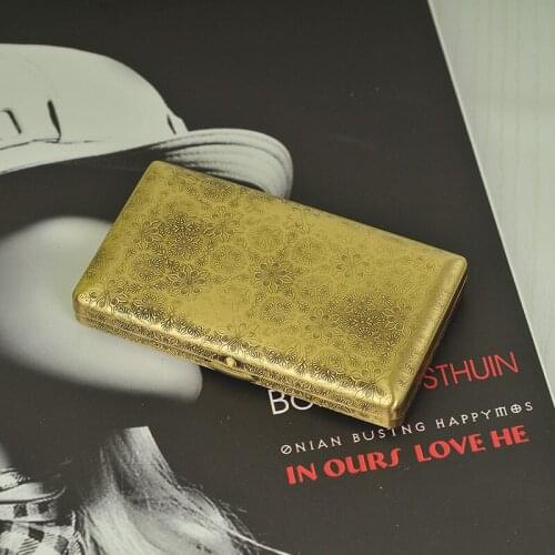 Fine Smoke Metal Carved Creative Cigarette Case Holder Hold 14/18 Sticks Brass Smoking Storage Box For Men And Women Gifts