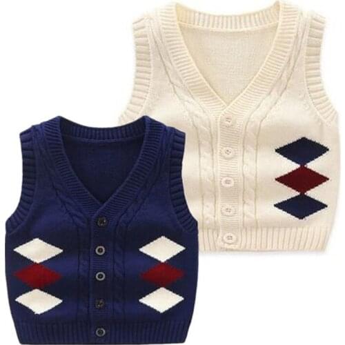 Toddler Children Casual Cute Cardigan Knitted Vest Top Sleeveless Sweaters Fashion Autumn Winter Kids Costume For 1-8 Years