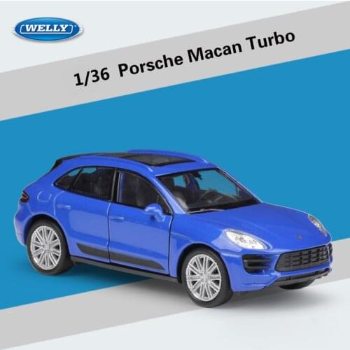 WELLY Diecast 1:36 Scale Porsche Macan Turbo Simulator Pull Back Car SUV Model Car Metal Alloy Toy Car For Kids Gift Collection