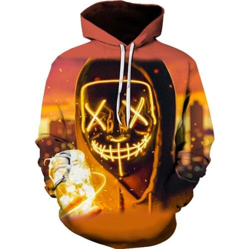 Fashion Funny Mystery Man Mask Hoodie Black For Male Female Fleece Dali Sweatshirt Casual Hip Hop Jacket Coat Streetwear