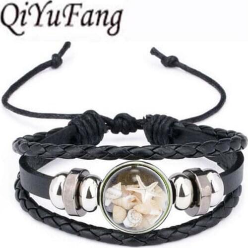 Qiyufang Fashion Glass Vintage Bronze Color Jewelry Newest Conch bracelet bangle Statement bracelet bangle Fine Jewelry