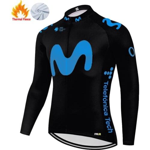 Movistar 2021 Winter Thermal Fleece Cycling Jersey Fietskleding Heren Tricotas De Ciclismo Hombre Maillot Ciclismo Ciclismo