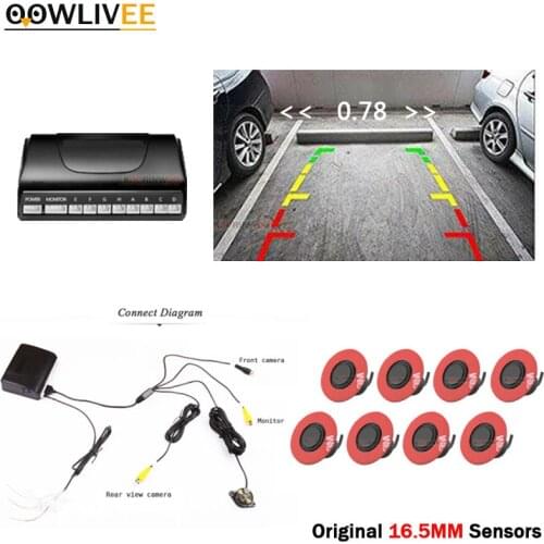 OOWLIVEE Parkmaster Car Video Parking Sensor 8 Original Flat 16.5mm Rear View Security System Alert Buzzer for Car Android Radio