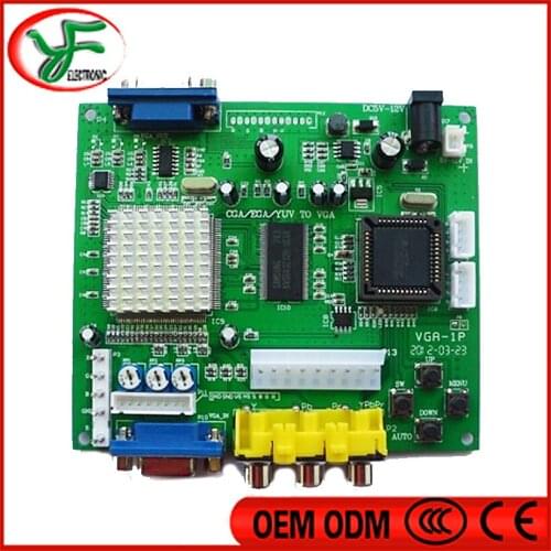 Hot Worldwide Arcade game RGB/CGA/EGA/YUV to VGA HD video converter board 1 VGA output free shipping