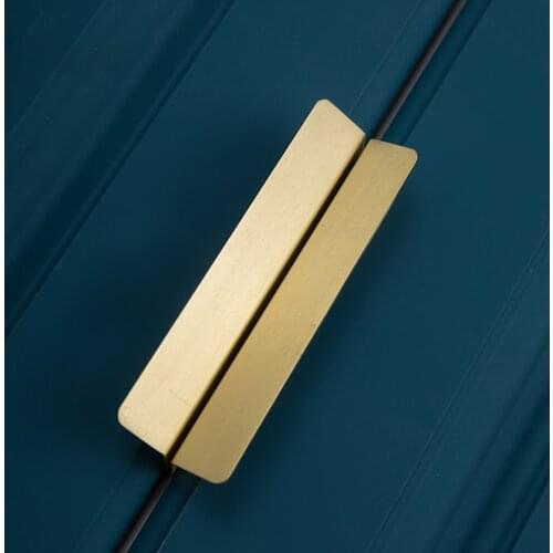 Qiansi Home Furniture Vintage Brass Hand Drawn Font Cabinet Handle Bedroom Cabinet Knob Dressing Room Drawer Button Hand Pulls